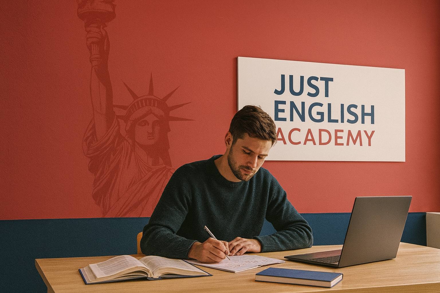 Alumno de Just English Academy en Ourense preparándose para certificaciones oficiales de inglés