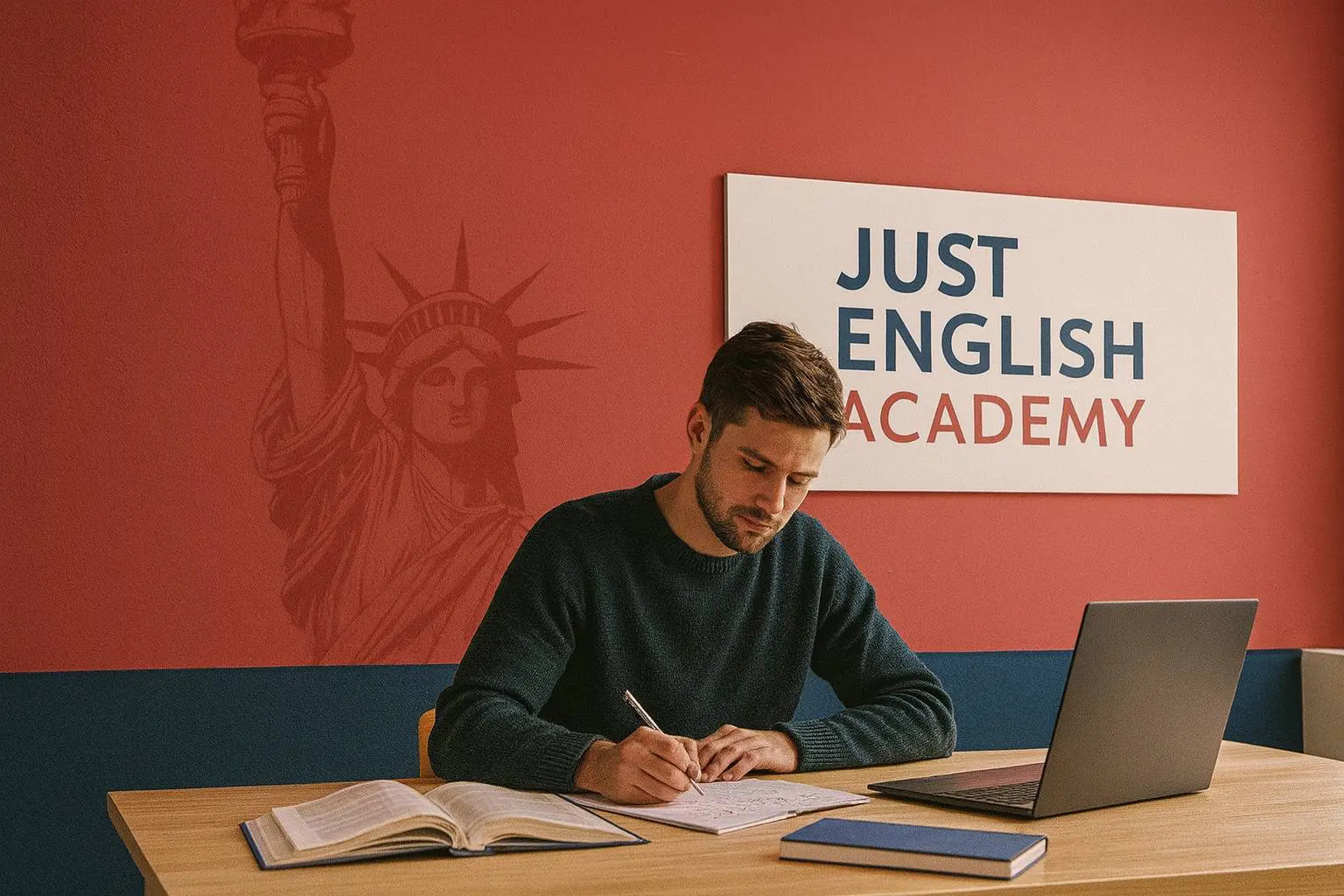 Alumno de Just English Academy en Ourense preparándose para certificaciones oficiales de inglés