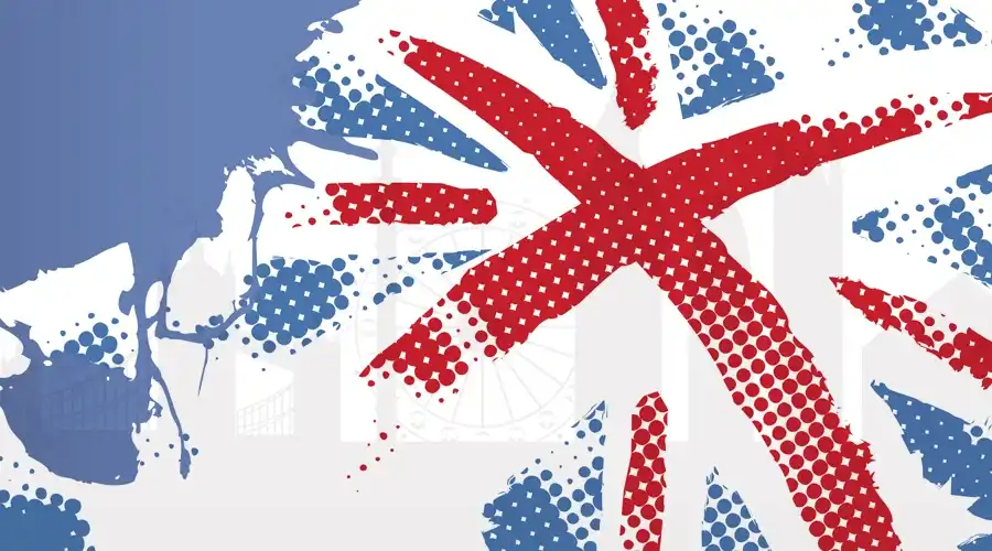Bandera británica y monumentos de Londres: clases de inglés con profesorado nativo en Ourense